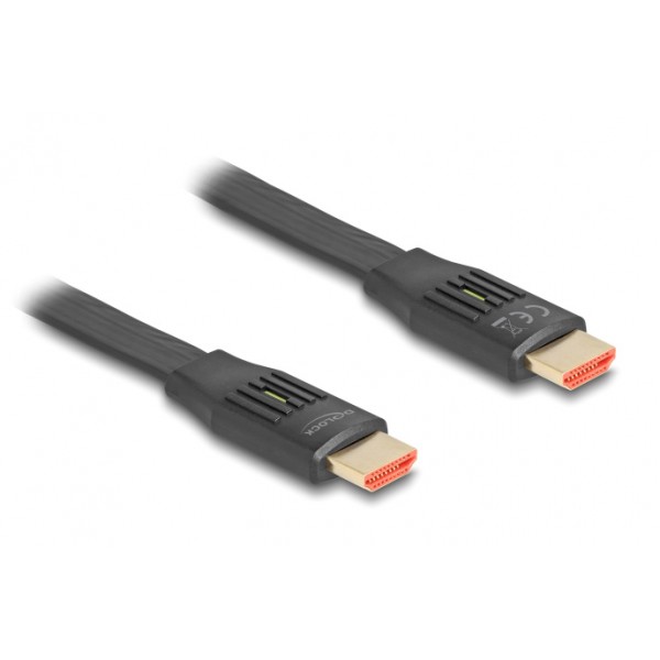 DELOCK καλώδιο HDMI 81002, flat, 8K/60Hz, 48 Gbps, eARC, HDR, 2m, μαύρο - Εικόνα