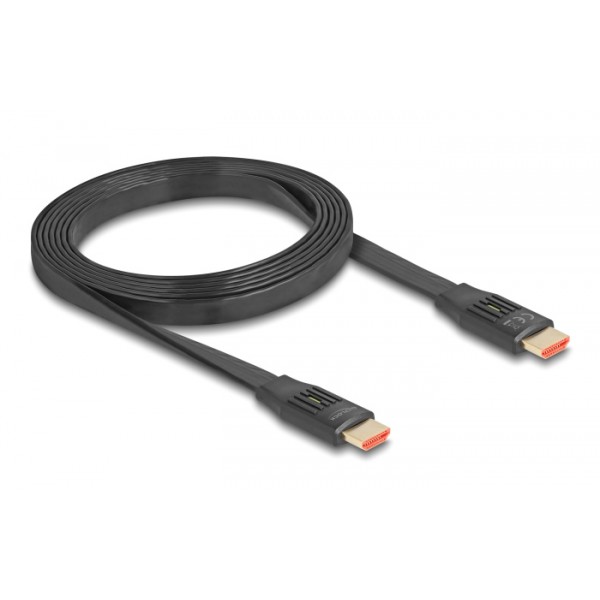 DELOCK καλώδιο HDMI 81002, flat, 8K/60Hz, 48 Gbps, eARC, HDR, 2m, μαύρο - Εικόνα