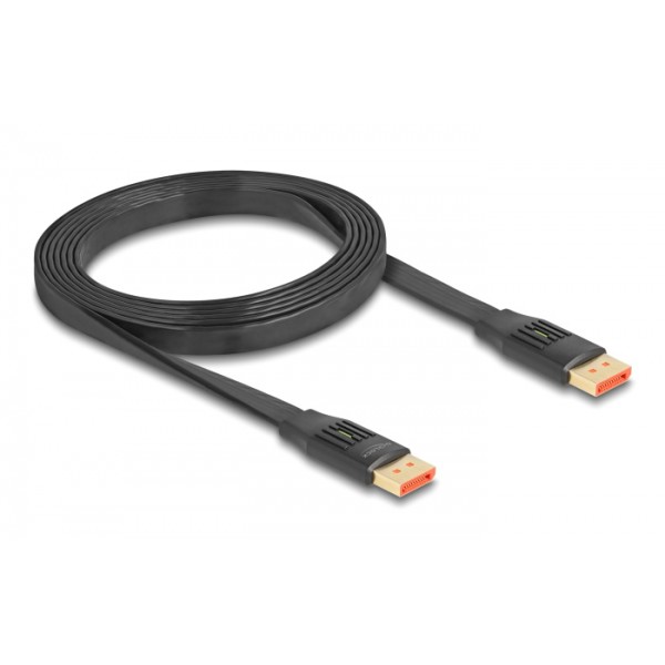 DELOCK καλώδιο DisplayPort 81006, flat, 8K/60Hz 32.4 Gbps HDR, 2m, μαύρο - Εικόνα