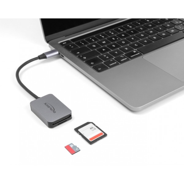 DELOCK card reader 91009 για SD & micro SD, USB-C, 5 Gbps, γκρι - USB Hubs - Card Readers