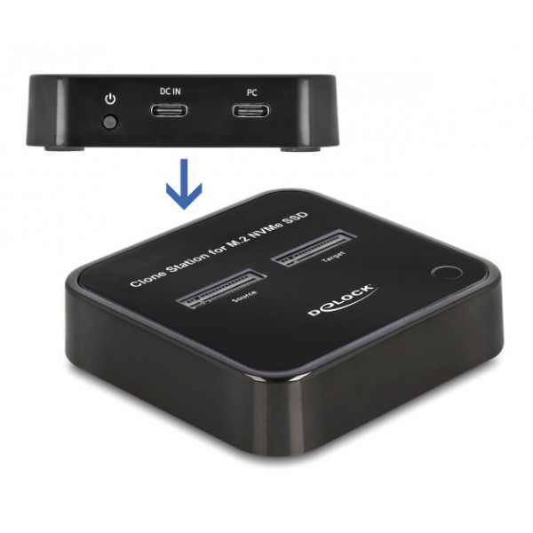 DELOCK docking station για M.2 NVMe SSD 64177, 2 θέσεων, 10Gbps, clone function, μαύρο