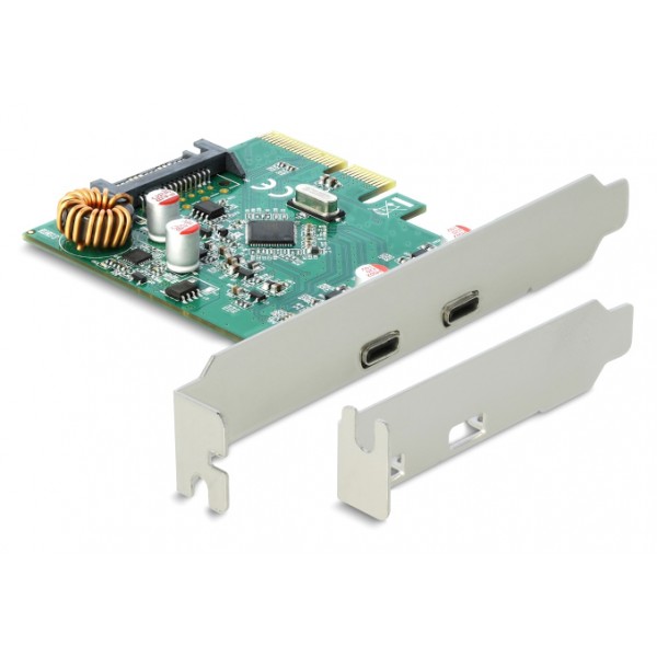 DELOCK κάρτα επέκτασης PCI Express x4 σε 2x USB-C 90397, 10 Gbps - Κάρτες Επέκτασης PCI κ.α