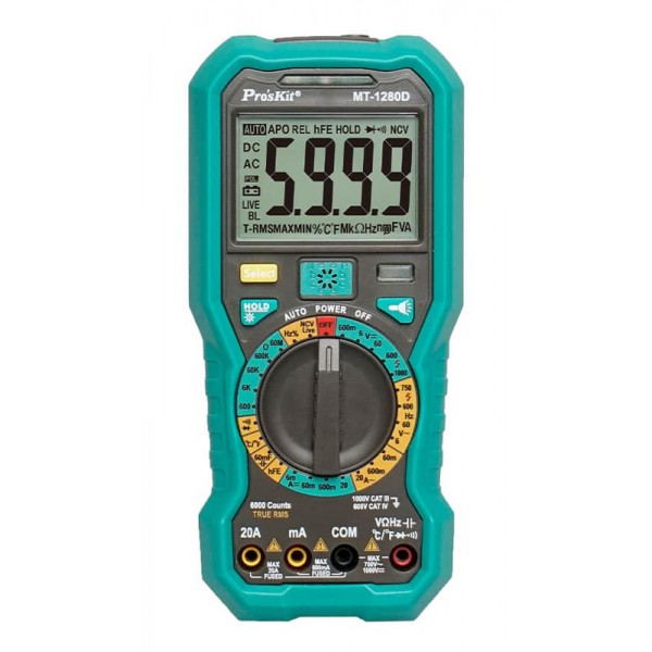 PROSKIT ψηφιακό πολύμετρο MT-1280D, 1000V DC, NVC, True RMS - PROSKIT