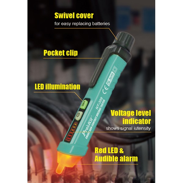 PROSKIT ανιχνευτής τάσης NT-309, 12V έως 1000V, ανέπαφος - PROSKIT