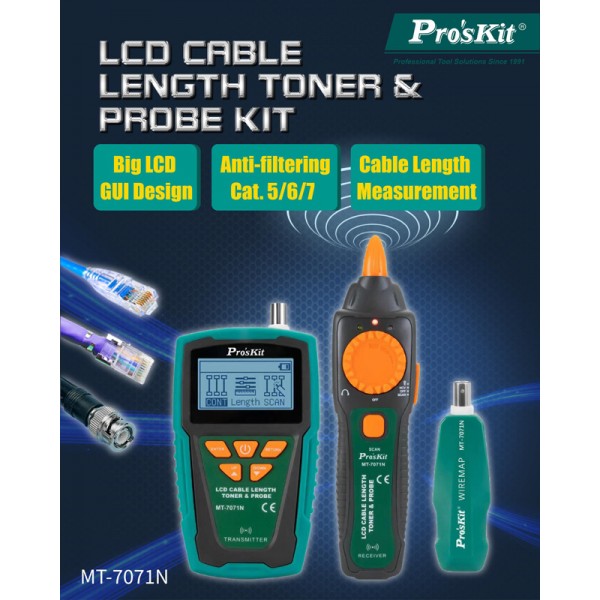 PROSKIT tester καλωδίων δικτύου MT-7071N για RJ45/11/12 & BNC - PROSKIT