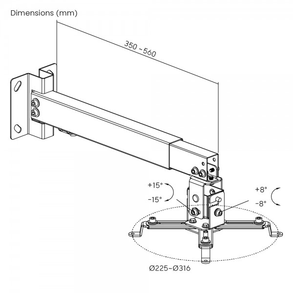 POWERTECH βάση projector οροφής PT-1255, έως 20kg
