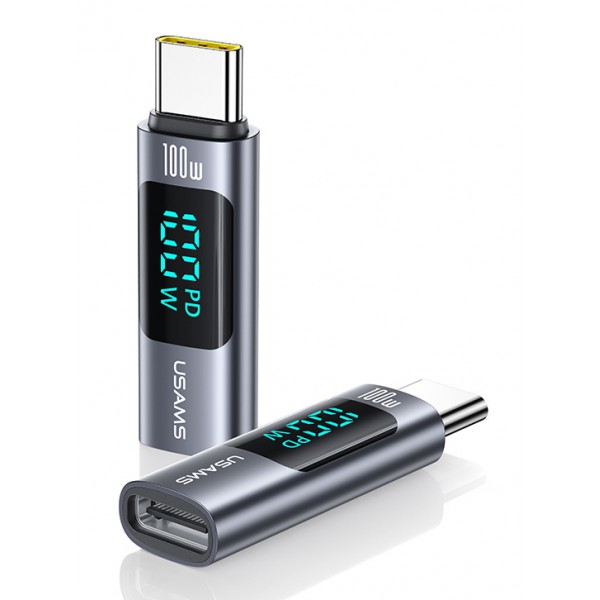 USAMS αντάπτορας USB-C US-SJ682 με οθόνη, 100W, γκρι - USAMS
