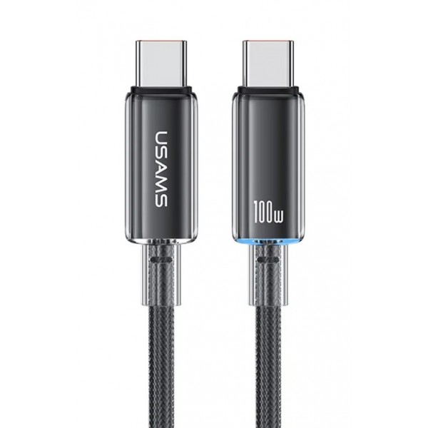 USAMS καλώδιο USB-C σε USB-C US-SJ660, 100W, 480Mbps, 1.2m, μαύρο - USAMS