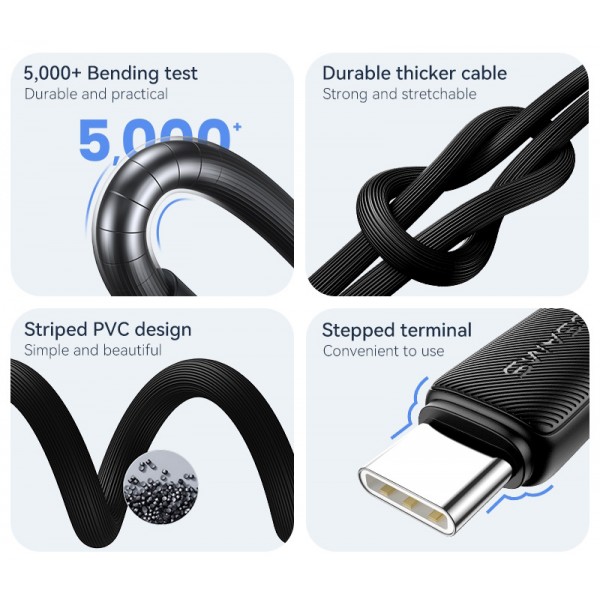 USAMS καλώδιο USB-C σε USB US-SJ688, 3A, 480Mbps, 1m, μαύρο