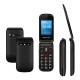 POWERTECH κινητό τηλέφωνο Milly Flip, 2.4", dual SIM, πλήκτρο SOS, μαύρο
