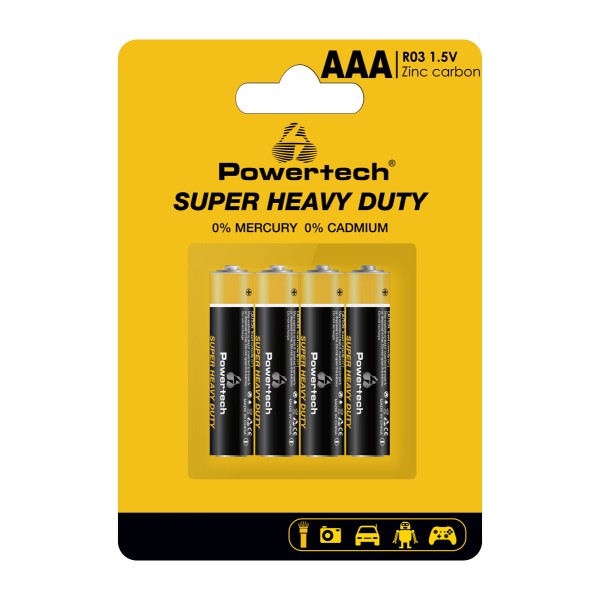 POWERTECH μπαταρίες Zinc Carbon Super Heavy Duty PT-1218, AAA 1.5V, 4τμχ - Powertech