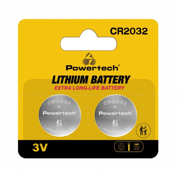 POWERTECH μπαταρίες λιθίου PT-1209, CR2032, 3V, 2τμχ - Μπαταρίες Λιθίου