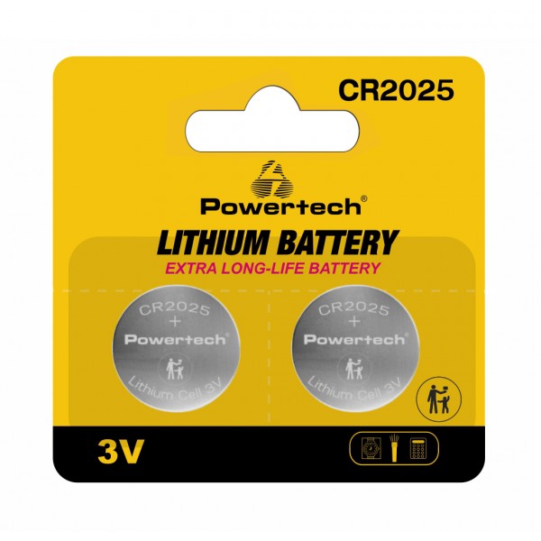 POWERTECH μπαταρίες λιθίου PT-1212, CR2025, 3V, 2τμχ - Μπαταρίες Λιθίου