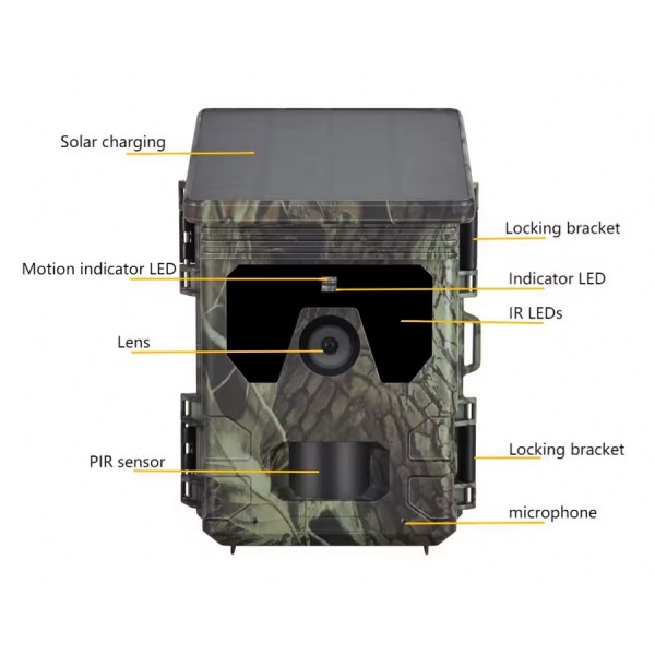 SUNTEK smart ηλιακή κάμερα κυνηγού HC-600PRO, PIR, 4G, 30MP/2K, SD, IP65