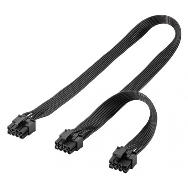 GOOBAY καλώδιο 8 pin σε 2x 6+2 pin PCIe 59714, 23cm, μαύρο - Εσωτερικά PC