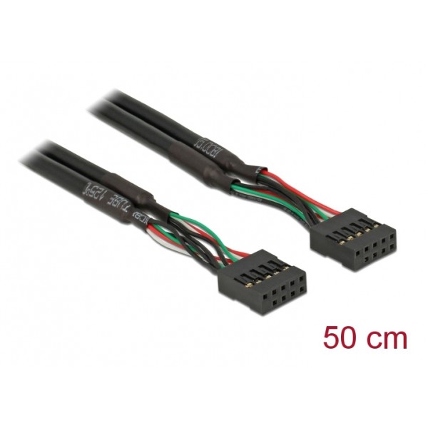 DELOCK καλώδιο USB 2.0 10-pin 2.54mm 82437, 480 Mbps, 50cm - Εσωτερικά PC