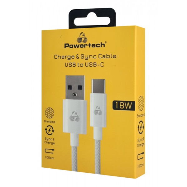 POWERTECH καλώδιο USB-C σε USB PTR-0184, 18W, 480Mbps, 1m, λευκό - Powertech