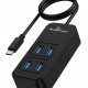 POWERTECH USB 3.2 hub PTR-0156 4x θυρών, 5Gbps, USB-C σύνδεση, 1m, μαύρο