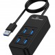 POWERTECH USB 3.2 hub PTR-0157, 4x θυρών, 5Gbps, USB σύνδεση, 1m, μαύρο