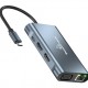 POWERTECH docking station BYL-2311 8 θυρών, USB-C σύνδεση, 100W PD, γκρι