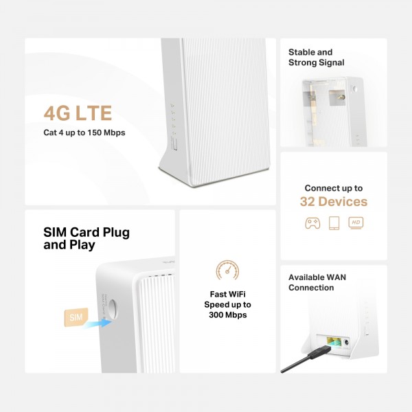 MERCUSYS router MB110-4G, 4G LTE, WiFi 300 Mbps, Ver. 2.0 - Modem - Router