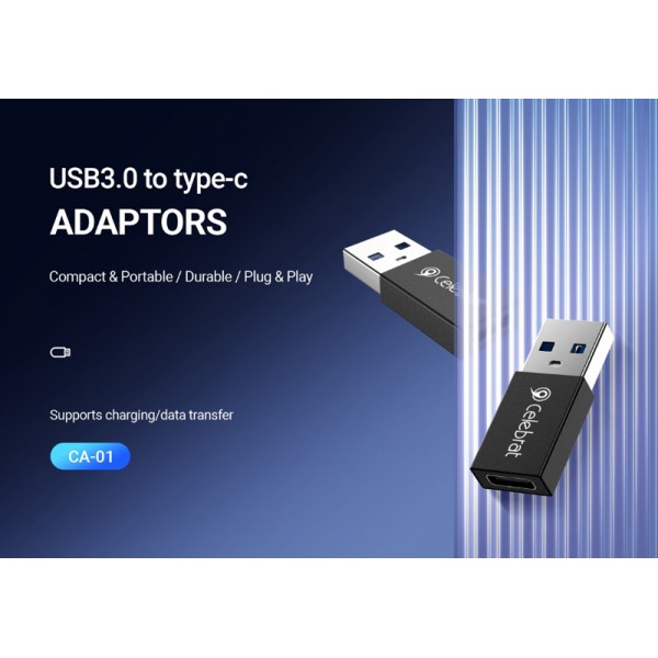 CELEBRAT αντάπτορας USB 3.0 σε USB-C CA-01, 3A, 5Gbps, μαύρος - CELEBRAT