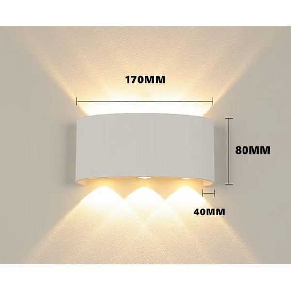 POWERTECH LED φωτιστικό τοίχου HLL-0160, 6W, 4000K, 510lm, IP65, λευκό