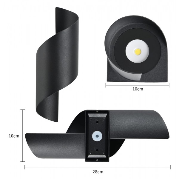 POWERTECH LED φωτιστικό τοίχου HLL-0163, 10W, 4000K, 850lm, IP65, μαύρο