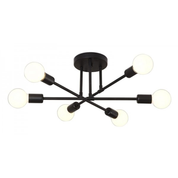 POWERTECH φωτιστικό οροφής HLL-0151, 6x E27, μεταλλικό, μαύρο - Φωτιστικά Οροφής