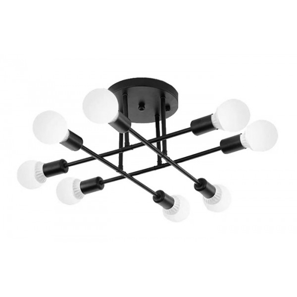 POWERTECH φωτιστικό οροφής HLL-0152, 8x E27, μεταλλικό, μαύρο - Φωτιστικά Οροφής