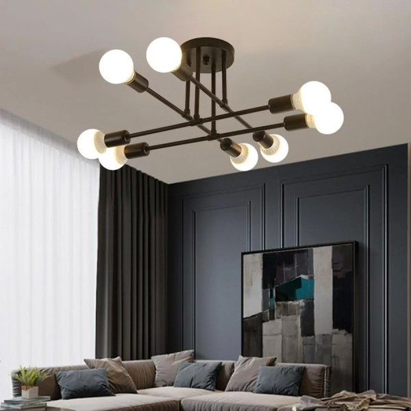 POWERTECH φωτιστικό οροφής HLL-0152, 8x E27, μεταλλικό, μαύρο - Φωτιστικά Οροφής