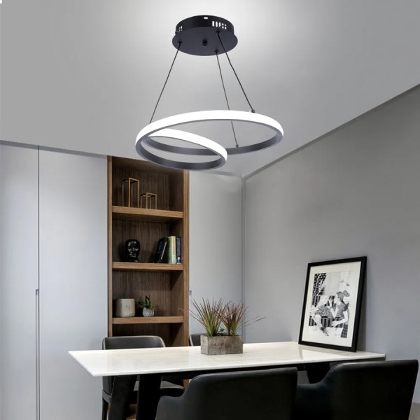 POWERTECH LED φωτιστικό οροφής HLL-0154, 25W, 4000K, Φ40cm, 1m, μαύρο - Φωτιστικά Οροφής