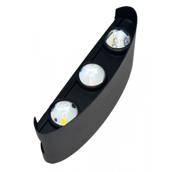POWERTECH LED φωτιστικό τοίχου HLL-0161, 6W, 4000K, 510lm, IP65, μαύρο