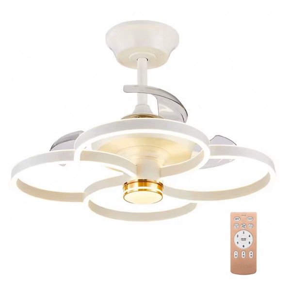 POWERTECH ανεμιστήρας οροφής HLL-0147 με LED φως, 120W, Φ65x45cm, λευκός - Φωτιστικά Οροφής