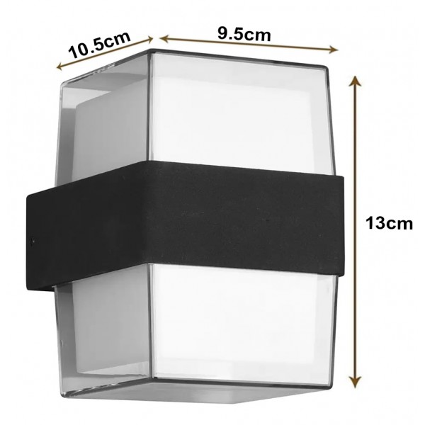 POWERTECH LED φωτιστικό τοίχου HLL-0159, 14W, 4000K, 1190lm, IP65, μαύρο