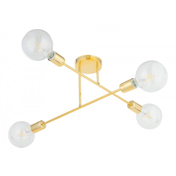 POWERTECH φωτιστικό οροφής HLL-0150, 4x E27, μεταλλικό, χρυσό - Φωτιστικά Οροφής