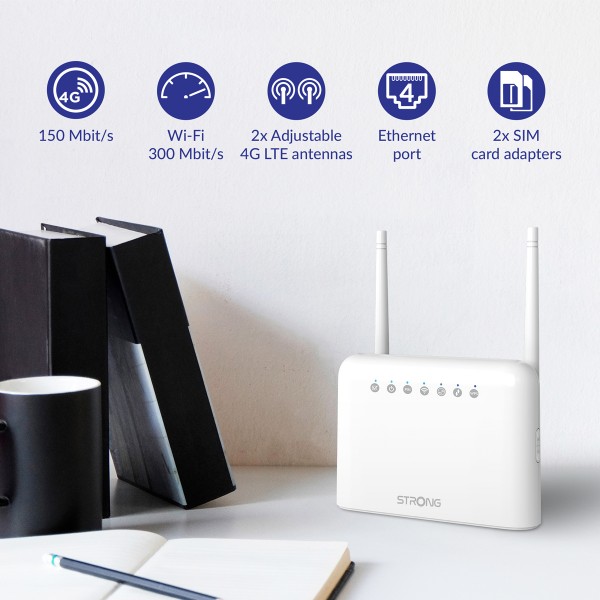 STRONG router 4GROUTER350, 4G LTE 150Mbps, WiFi 300Mbps, LAN 100Mbps - STRONG