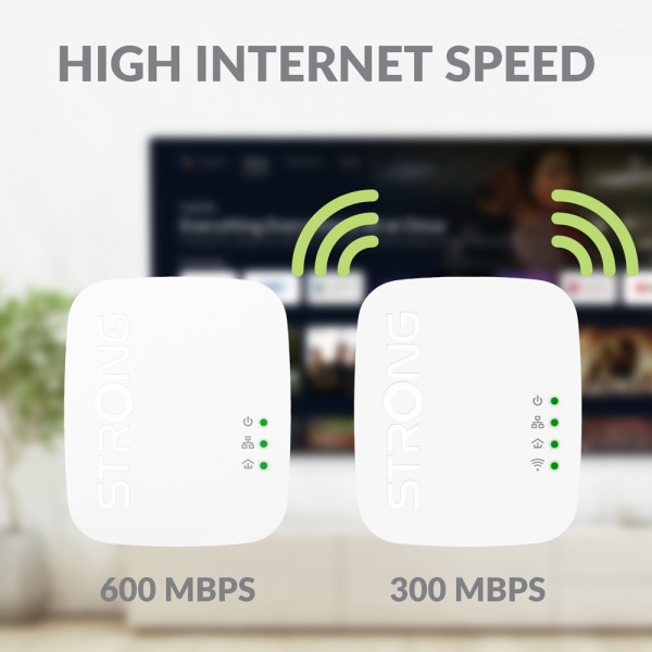 STRONG Powerline Kit POWERLWF600DUOMINI, 600Mbps, 300Mbps WiFi, 2τμχ - STRONG