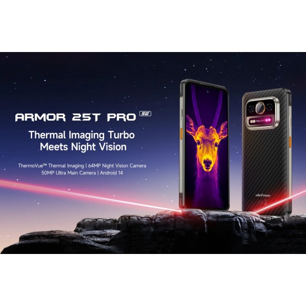 ULEFONE smartphone Armor 25T Pro, 6.78", 6/256GB, 5G, IP68/IP69K, μαύρο - Smartphones