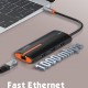 LDNIO USB hub DS-26U με θύρα δικτύου, 6 θυρών, USB-C σύνδεση, 100W PD, λευκό