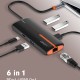 LDNIO USB hub DS-26U με θύρα δικτύου, 6 θυρών, USB-C σύνδεση, 100W PD, λευκό