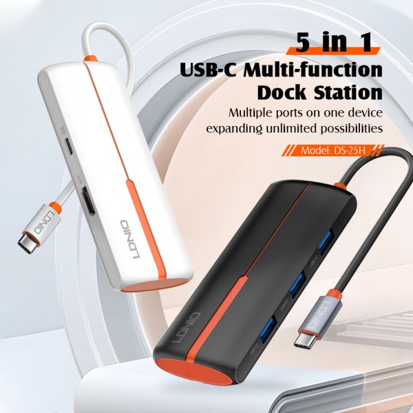 LDNIO docking station DS-25H, 5 θυρών, USB-C σύνδεση, 4K, 100W PD, μαύρο - Σύγκριση Προϊόντων