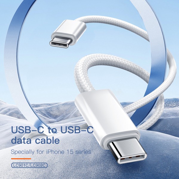 LDNIO καλώδιο USB-C LC901C, 65W PD, 480Mbps, 1m, λευκό - LDNIO