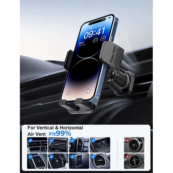 POWERTECH βάση smartphone αυτοκινήτου PT-1238, ταμπλό & αεραγωγών, μαύρη - Βάσεις Κινητών