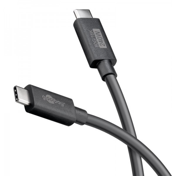 GOOBAY καλώδιο USB-C 74376, USB4, 240W, 80Gbps, 16K/60Hz, 1.2m, μαύρο - GOOBAY