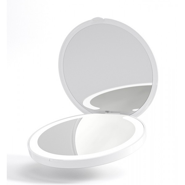 HOME USE καθρέφτης χειρός HUH-0184 με LED φως, 1x/3x zoom 180mAh, λευκός - Προσωπικά Είδη