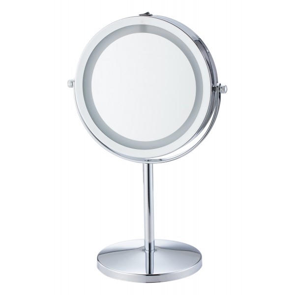 HOME USE επιτραπέζιος καθρέφτης HUH-0185 με LED φως, 1x/5x zoom, ασημί - Προσωπικά Είδη