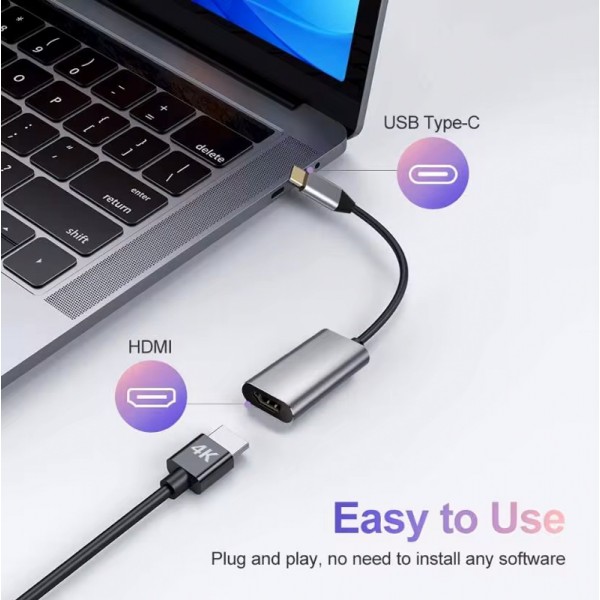 POWERTECH αντάπτορας USB-C σε HDMI CAB-UC086, 4K/60Hz, γκρι - Powertech