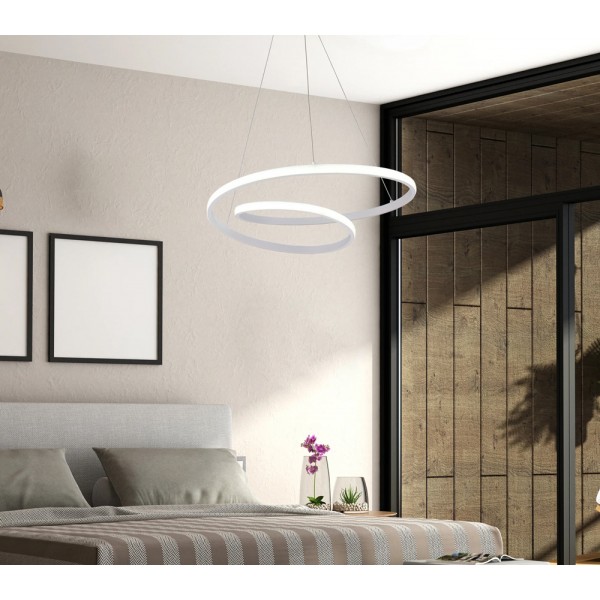 POWERTECH LED φωτιστικό οροφής HLL-0153, 25W, 4000K, Φ40cm, 1m, λευκό - Φωτιστικά Οροφής