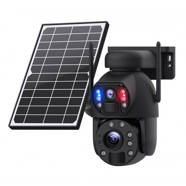 SECTEC smart ηλιακή κάμερα ST-5986M, 3MP dual lens, 20x zoom, WiFi, SD, PTZ - Smart Κάμερες